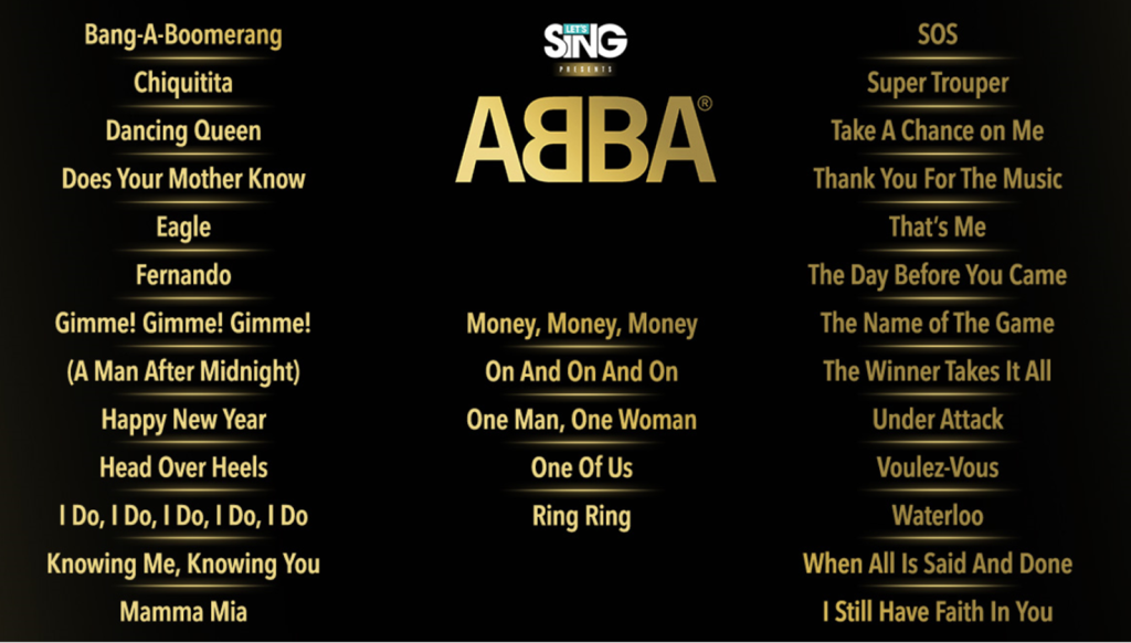 Let’s Sing Presents ABBA canciones