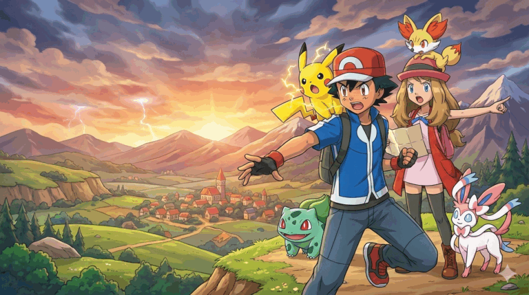Ash Ketchum y Serena anime Pokémon