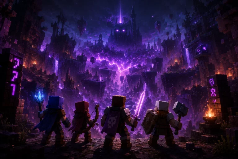 Captura de Minecraft Dungeons 2 mostrando The Sift y sus nuevas amenazas durante un combate cooperativo