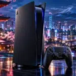 Imagen de la PS5 barata de Japón en color Midnight Black, nueva consola digital de Sony para noviembre de 2026
