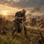 Ilustración de Chronicles Medieval: caballero exhausto entre arqueros y caballería ante una posible cancelación